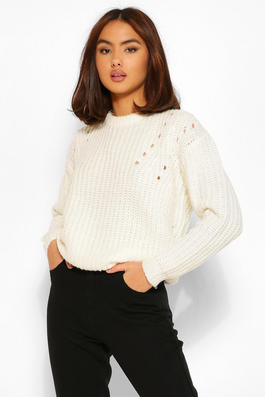 Cream Stitch Detail Sweater image number 1