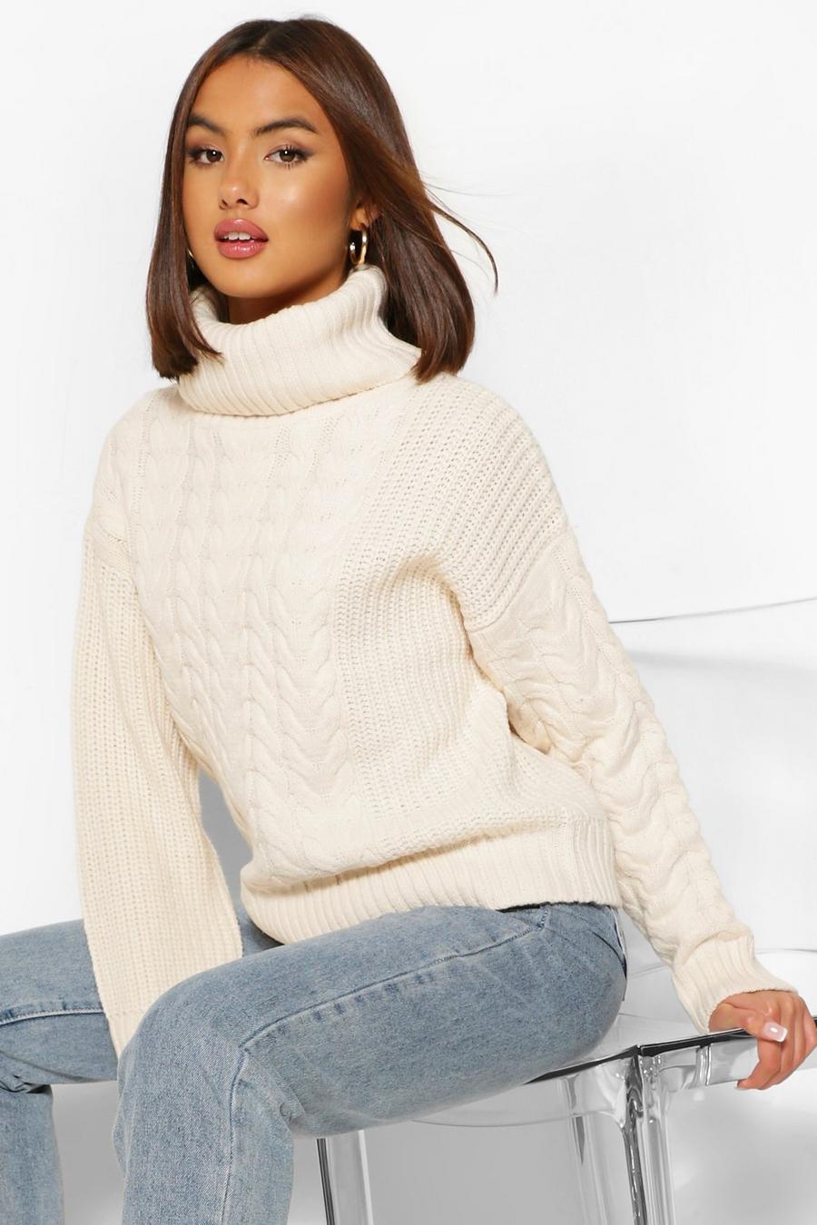 Cream Cable Knitted Sweater image number 1