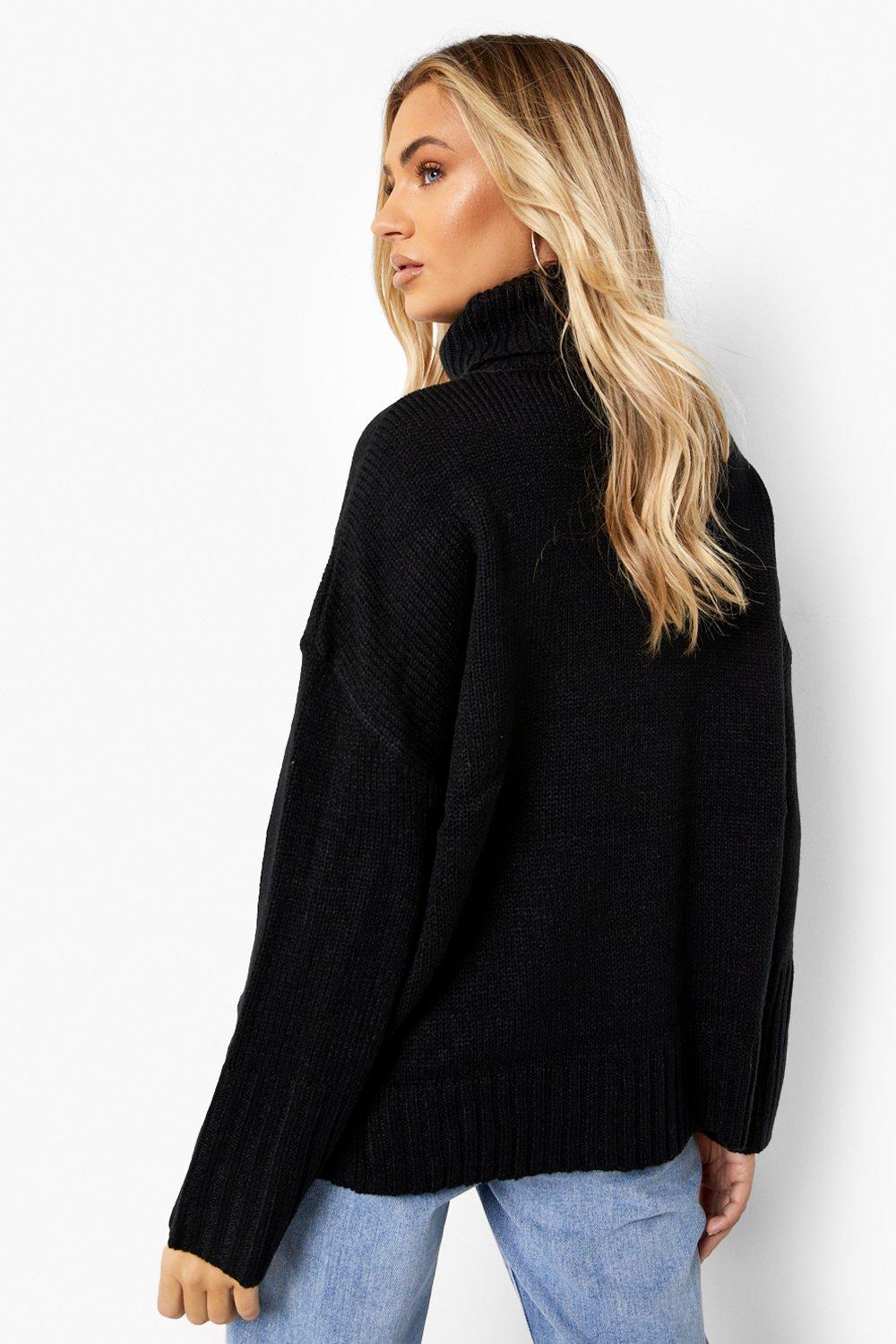 oversized cream roll neck jumper