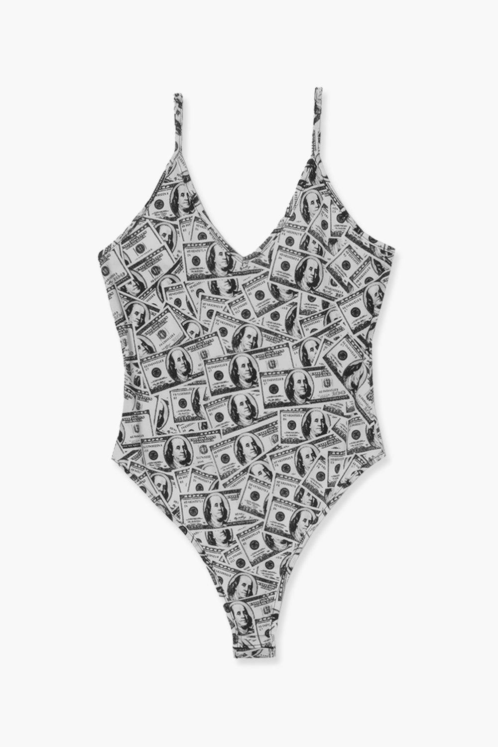 Money Print Slinky Bodysuit