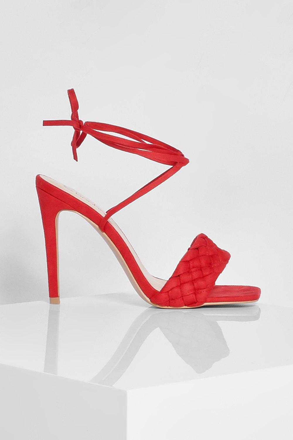Woven Wrap Up Strap Stiletto Heels boohoo