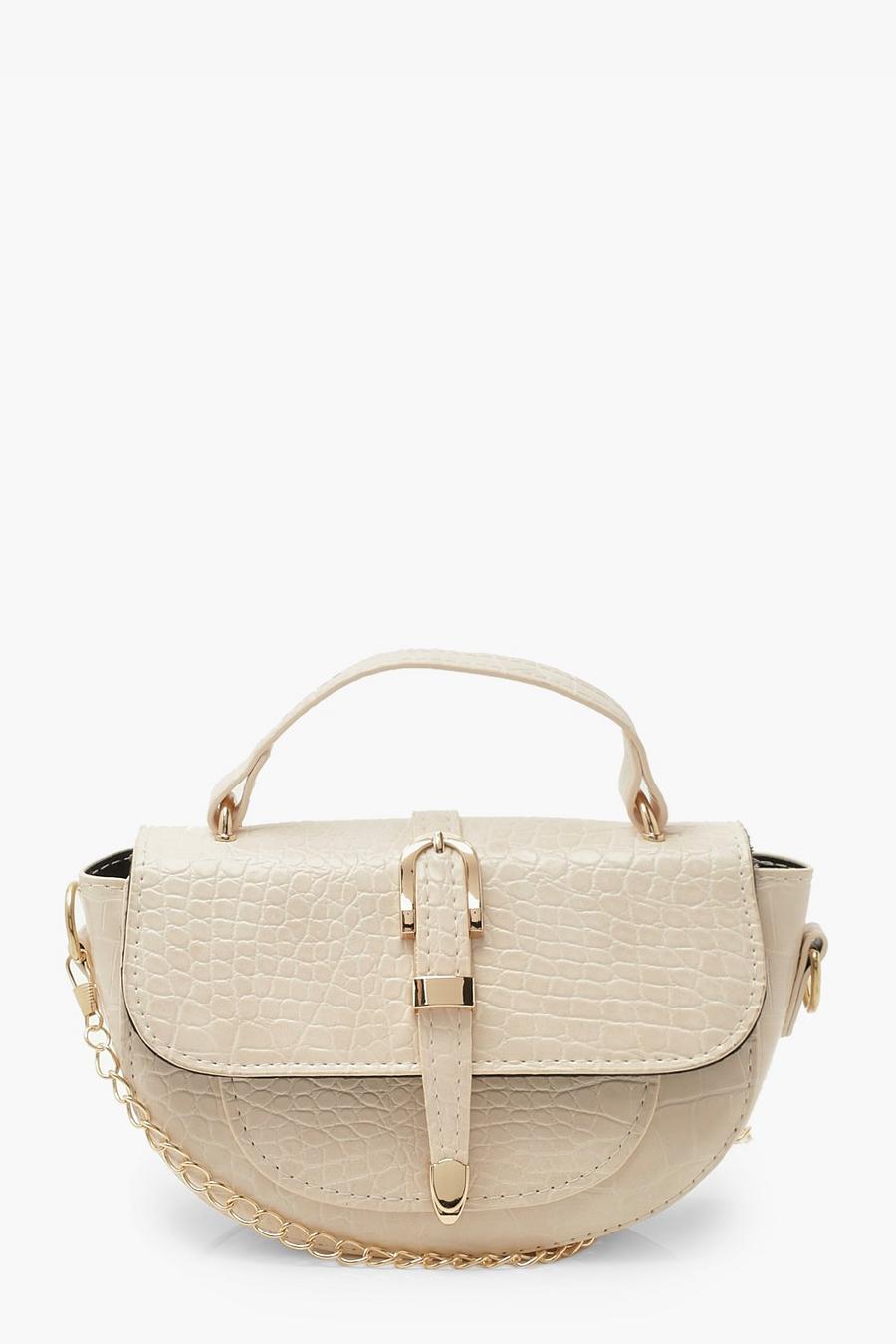 Cream Buckle Detail Cross Body Bag With Handle image number 1
