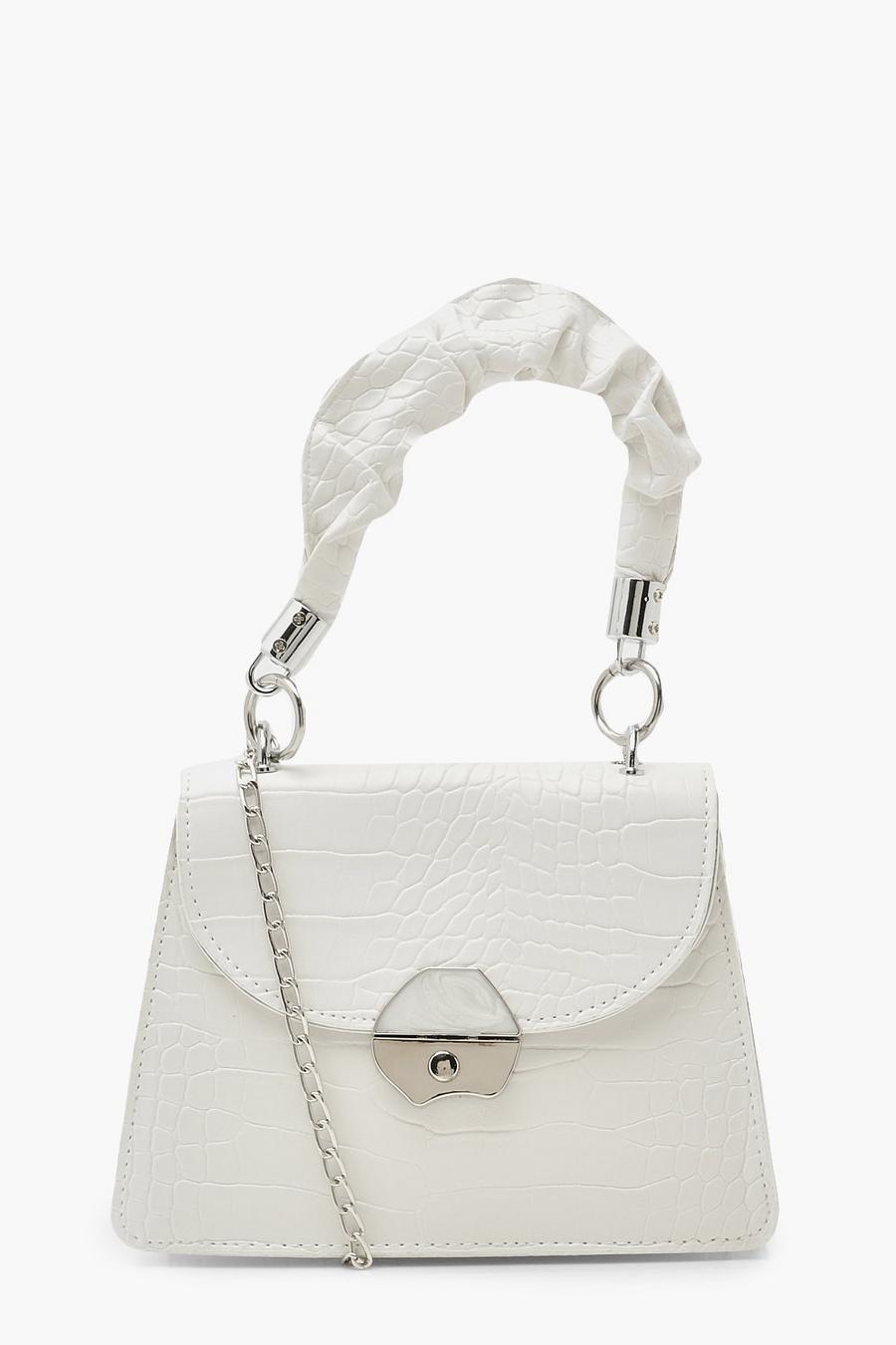 Cream Ruched Handle Mini Structured Grab Bag image number 1