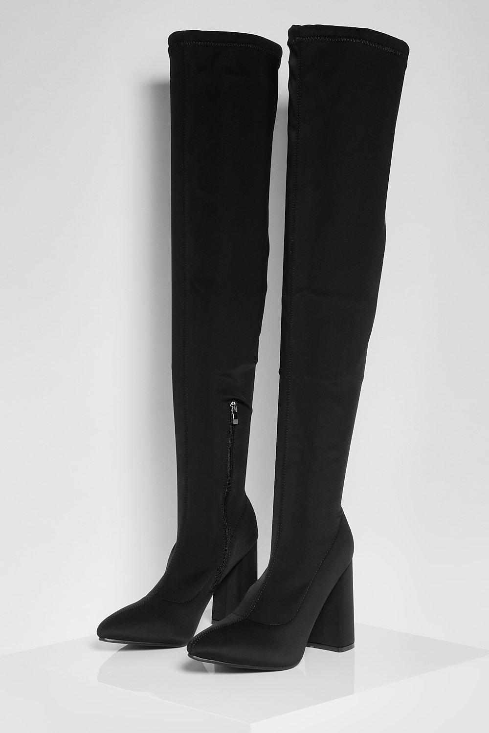 Stretch fabric clearance thigh high boots