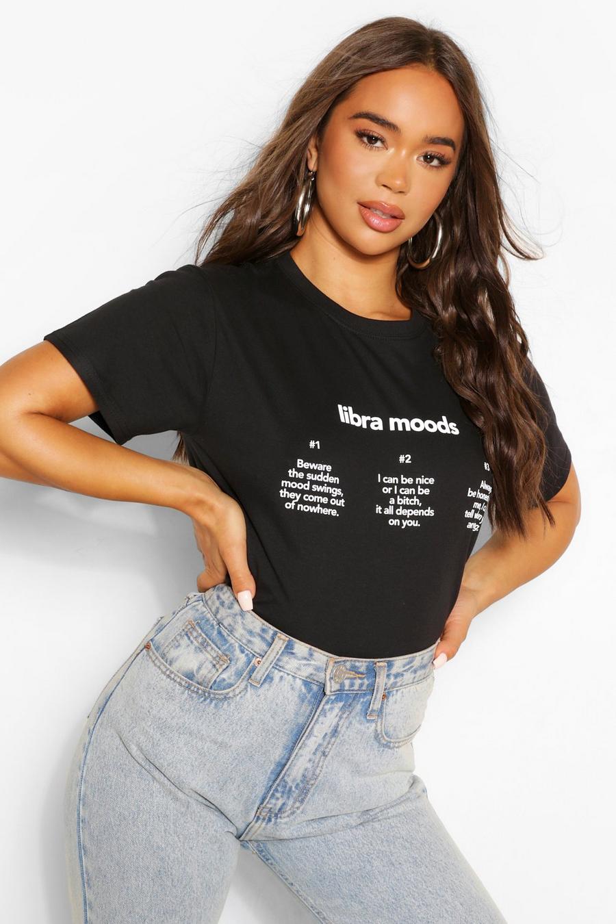T-Shirt mit „Libra Moods“-Horoskopmotiv, Schwarz image number 1