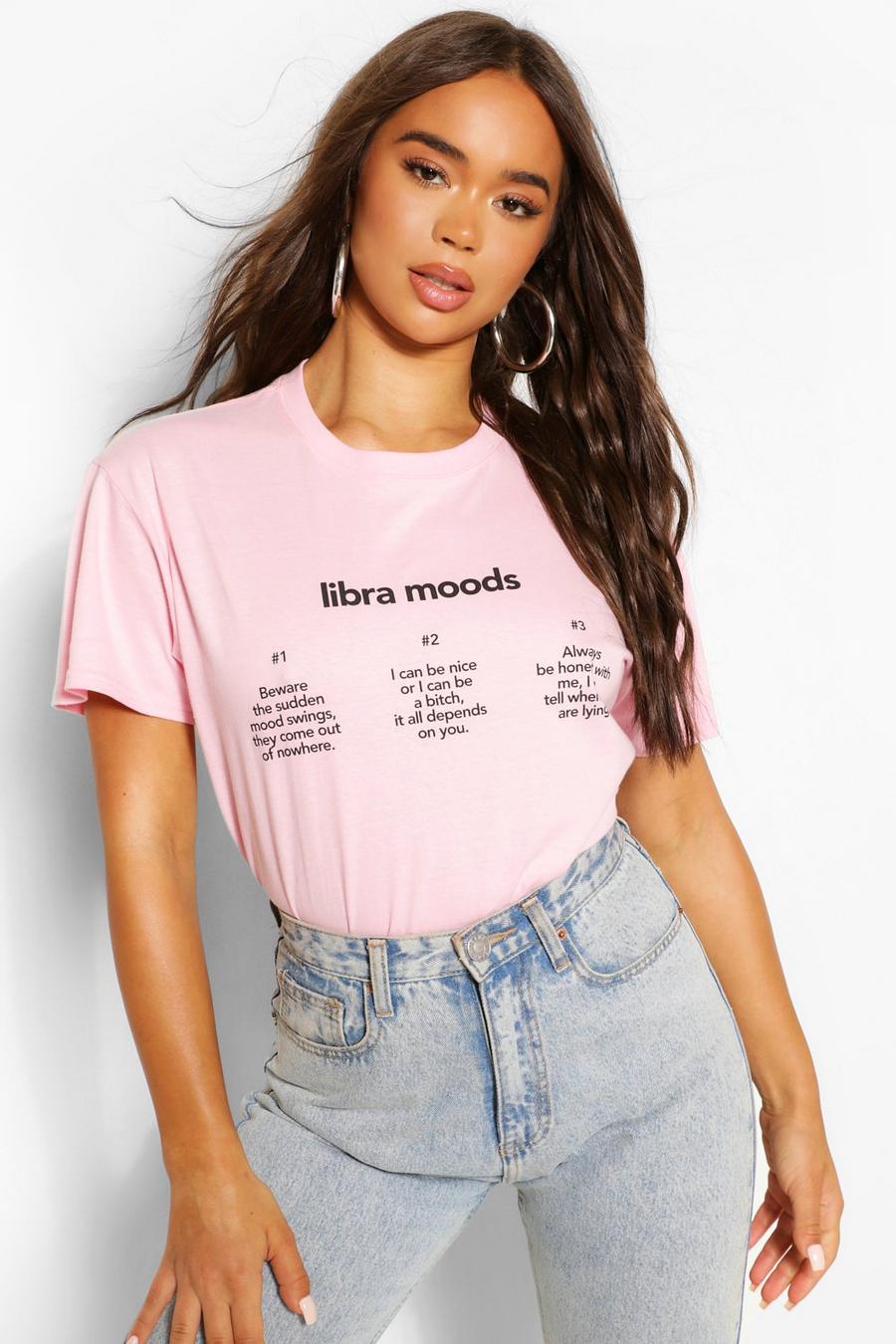 Pink "Libra Moods" T-shirt med horoskop image number 1