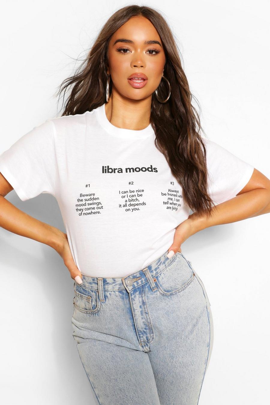 White "Libra Moods" T-shirt med horoskop image number 1