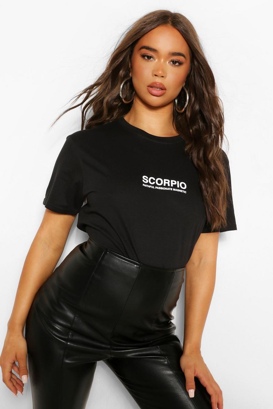 Black "Scorpio Traits" T-shirts med slogan image number 1