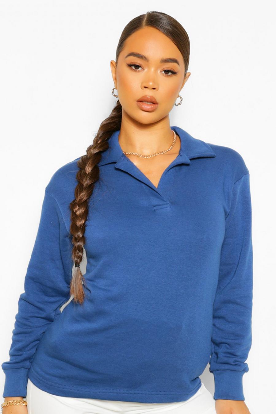 Marineblauw Oversized Rugby Top image number 1