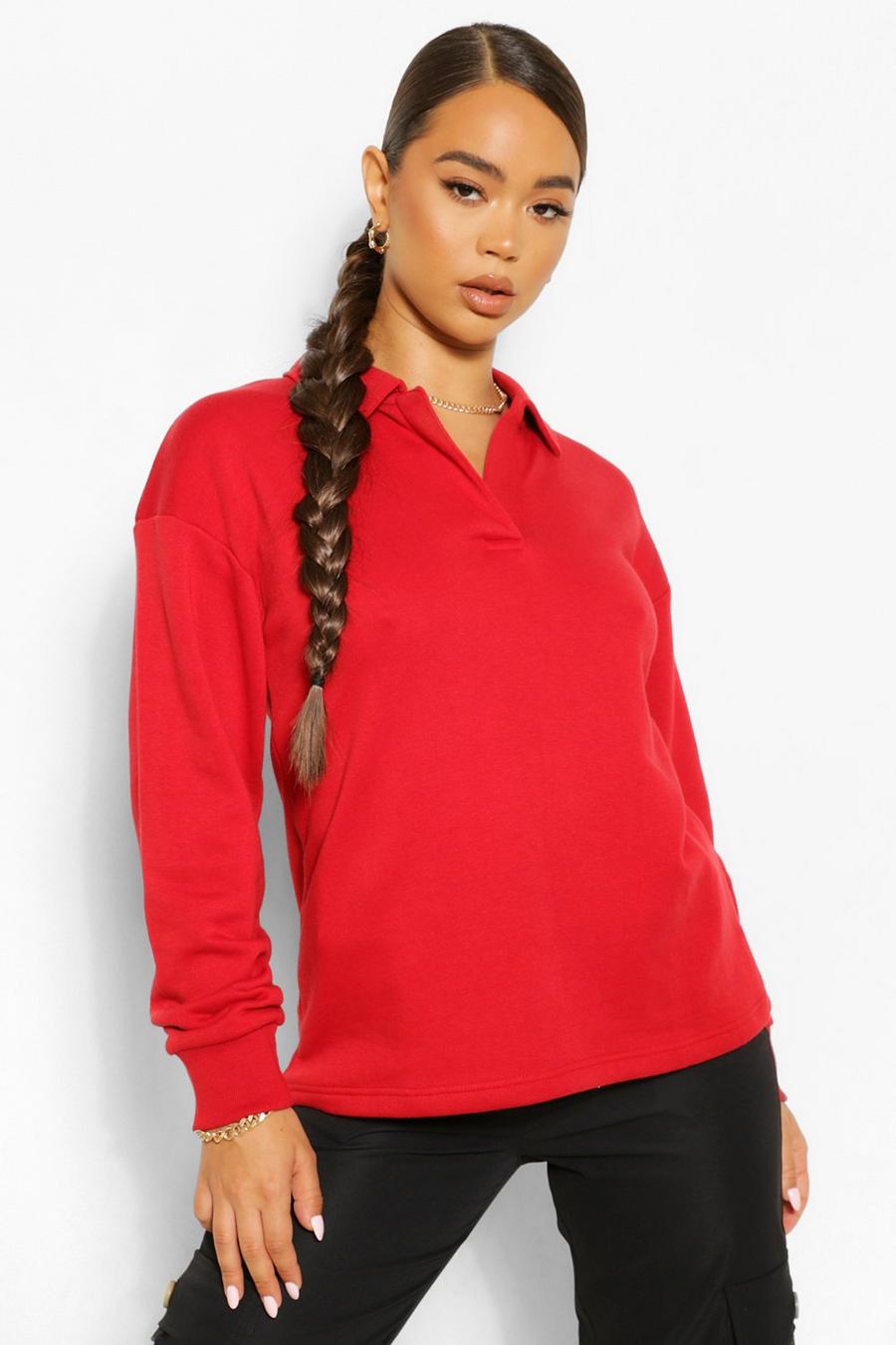 Oversized-Rugbytop, Rot image number 1