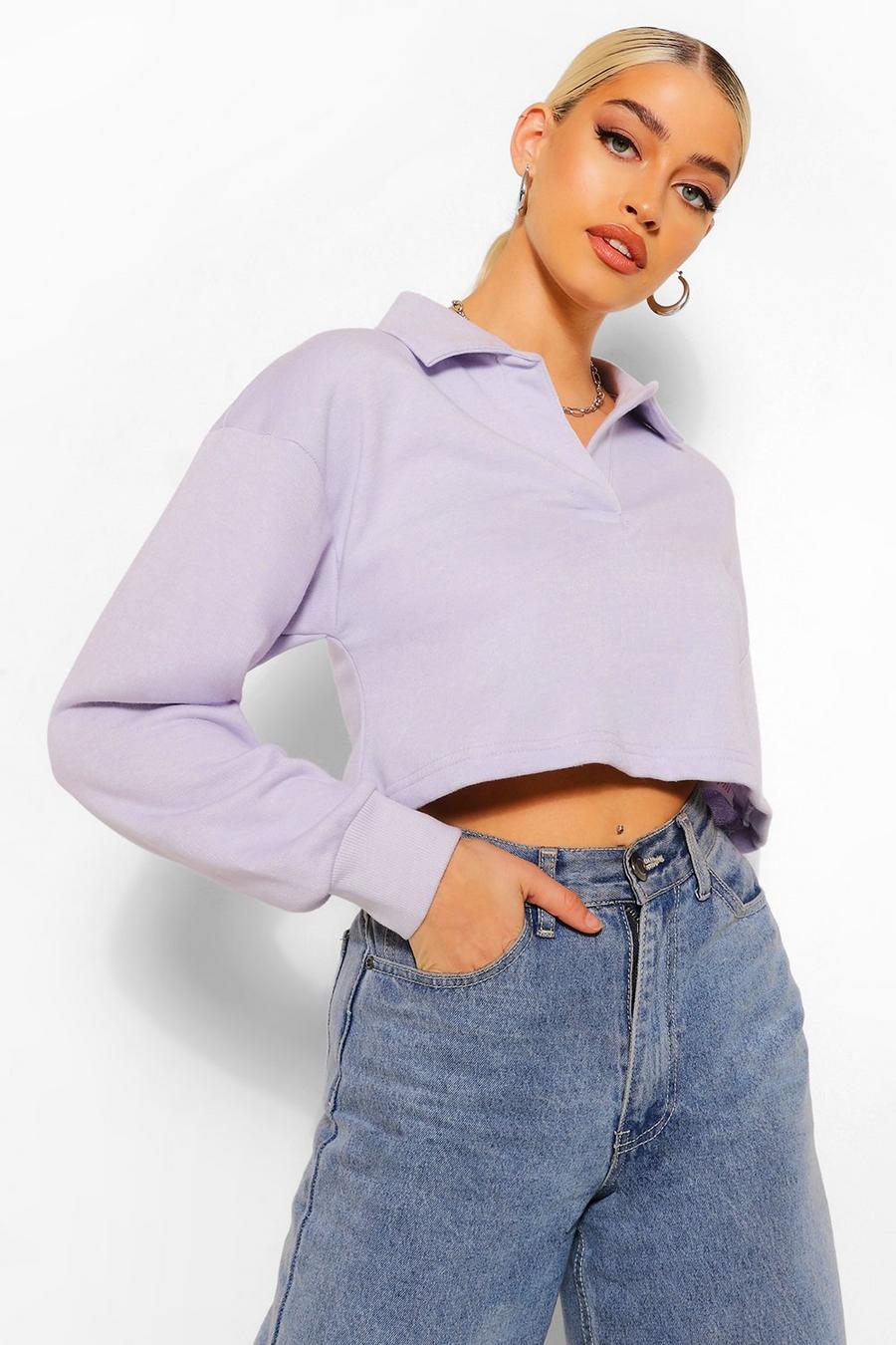 Lilac Cropped Rugby Top image number 1