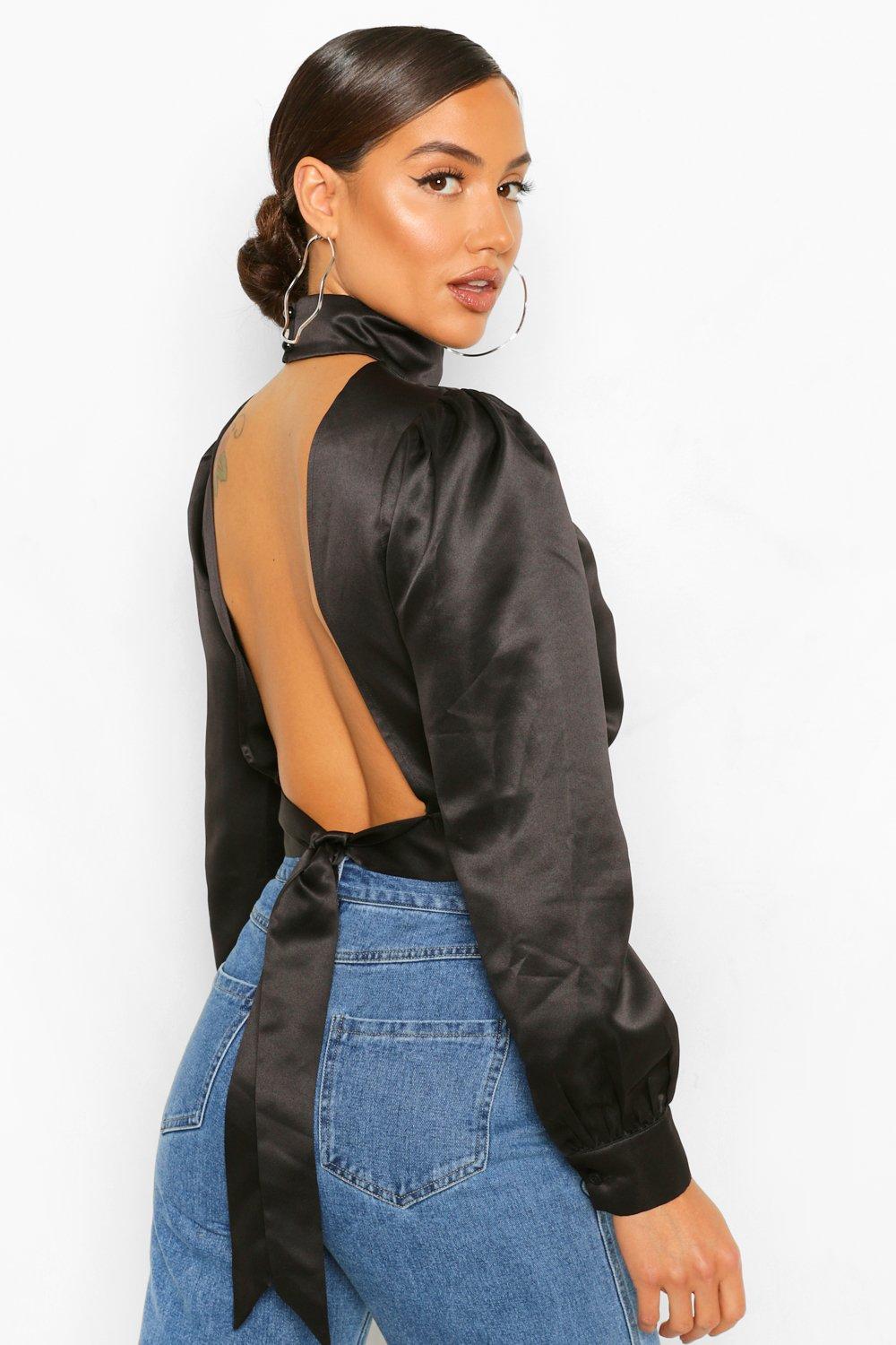 High neck low back top best sale