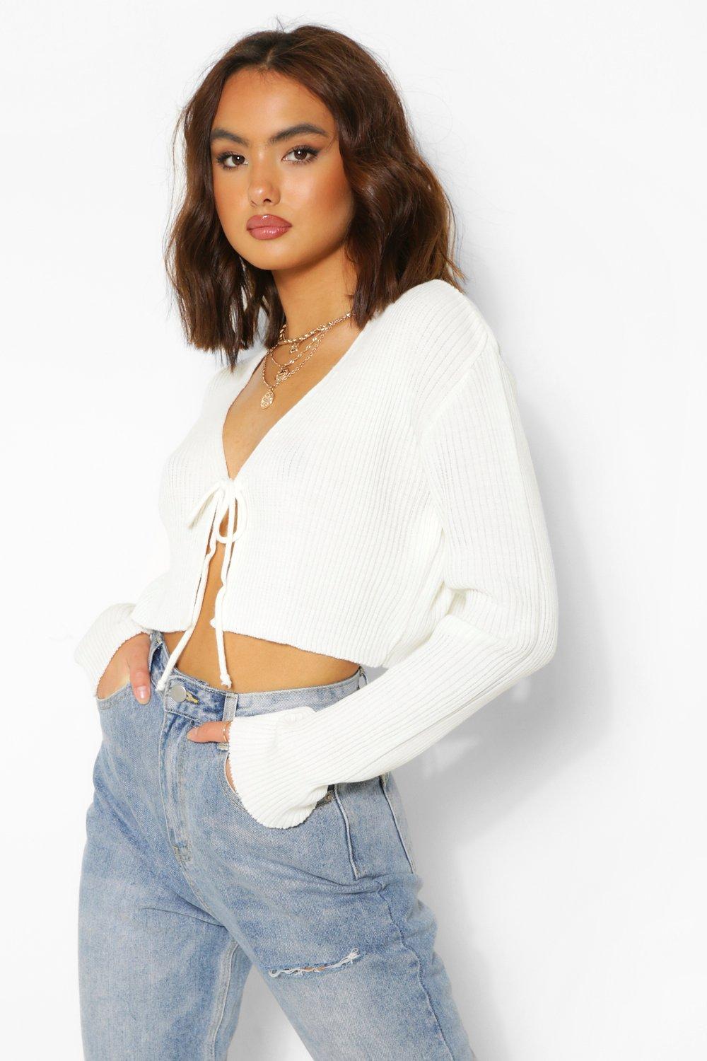 tie up crop cardigan