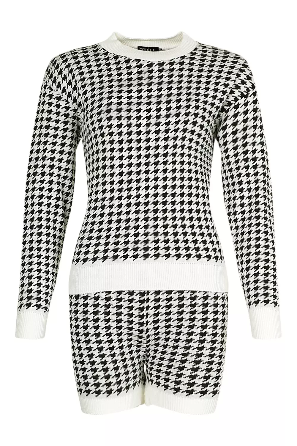 Cream Houndstooth Check Jumper And Short Co-ord alternative image