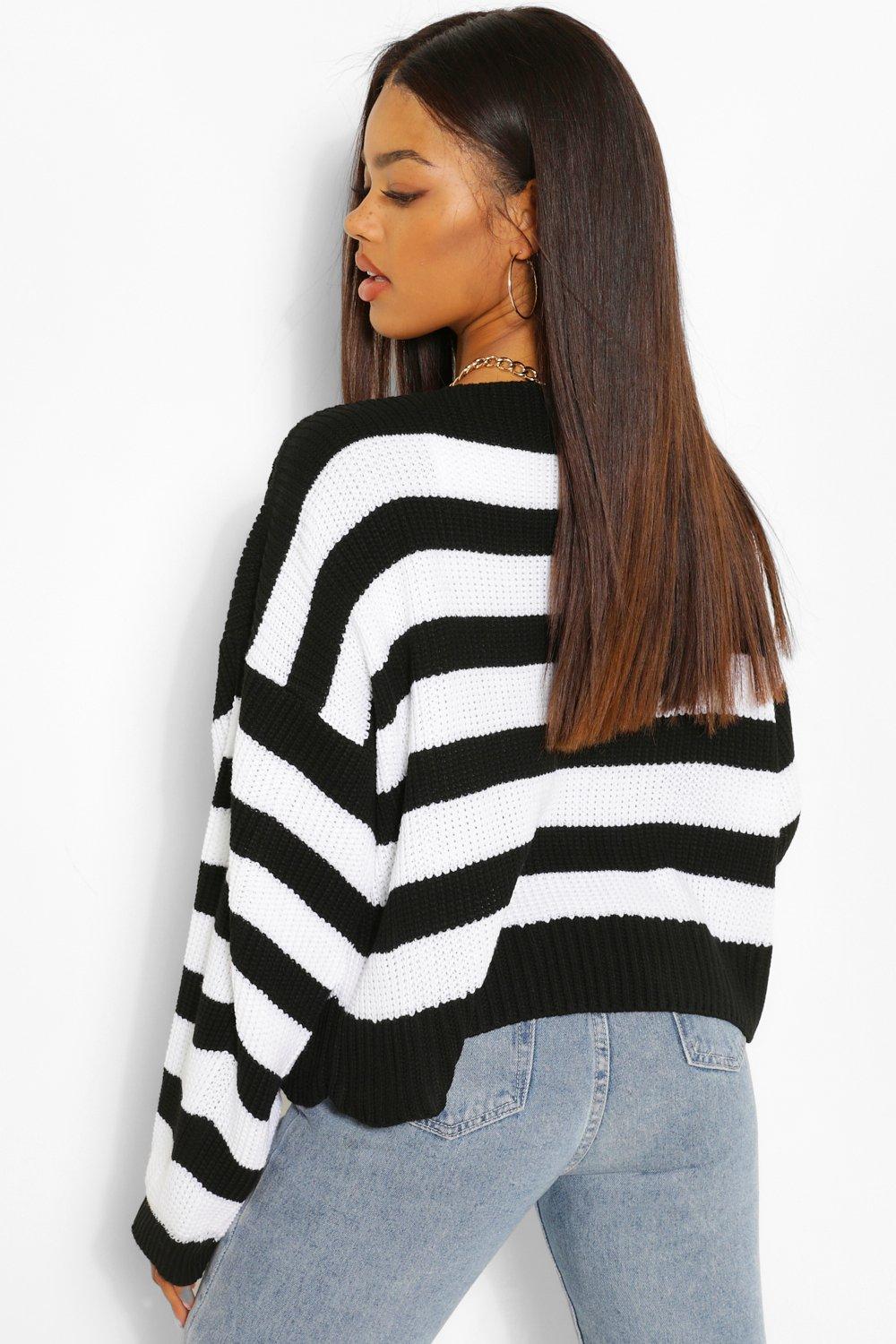 Striped balloon sleeve on sale sweater