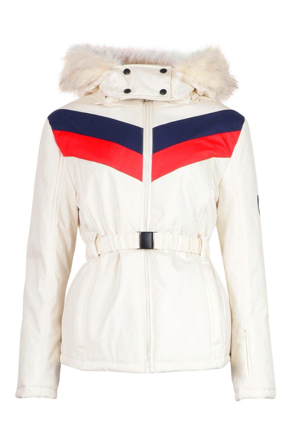 White belted ski jacket sale