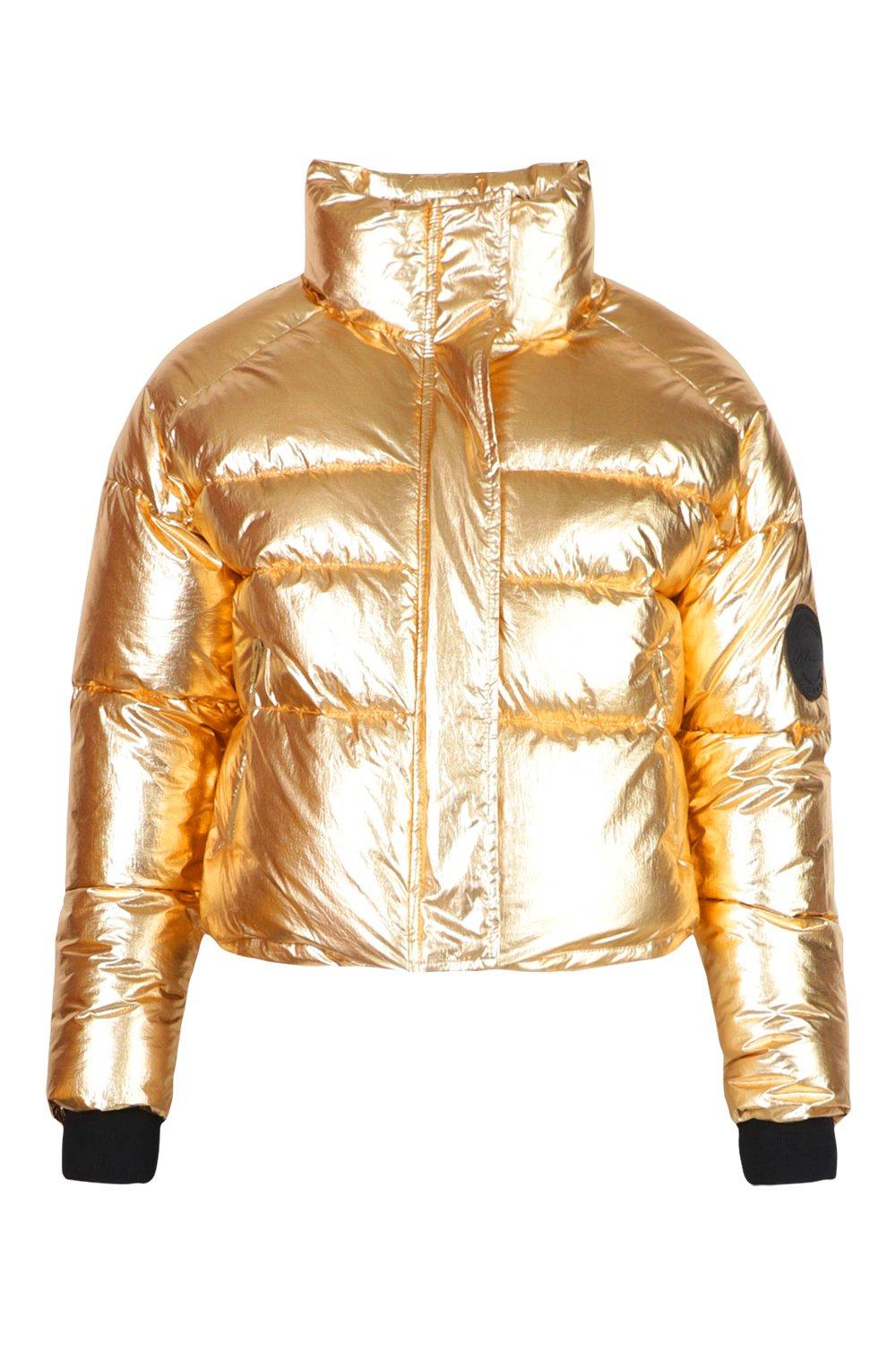 Metallic ski outlet coat