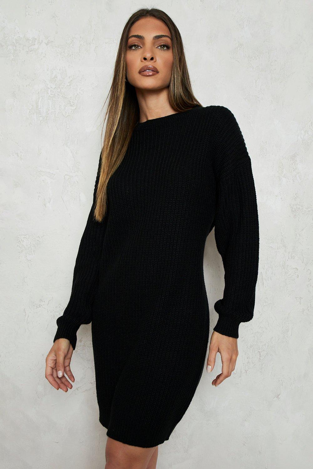 Long sleeve best sale sweater dress black