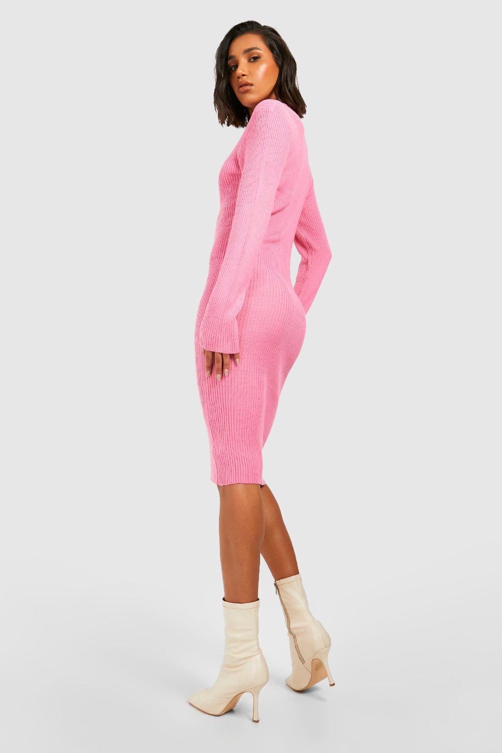 Pink Knitted Jumper Dress  Jolie Pink Colour Block Dress – Style