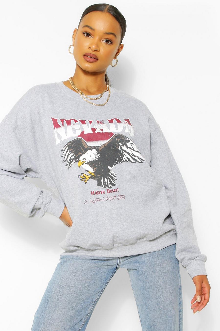 Grey marl Nevada Graphic Oversized Sweater image number 1