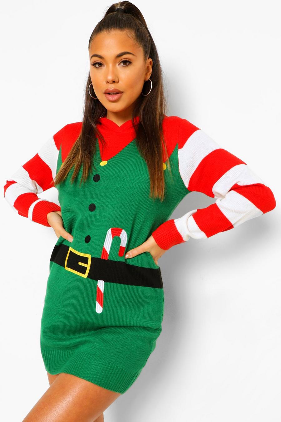 Pullover con motivo festivo elfi natalizi, Verde image number 1