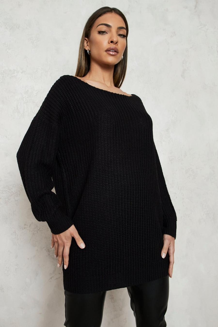 Black Slash Neck Jumper image number 1