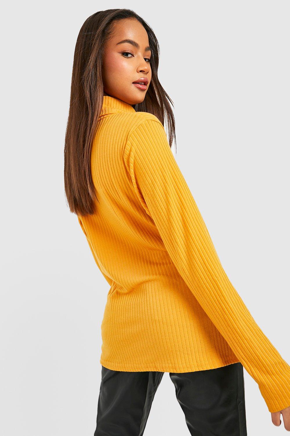 Yellow ribbed hot sale turtleneck sweater