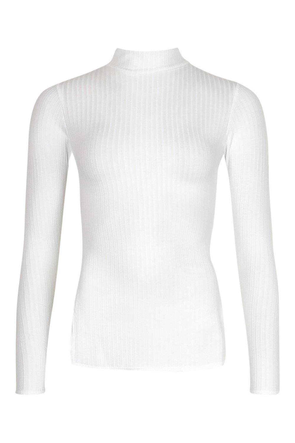 White ribbed shop roll neck