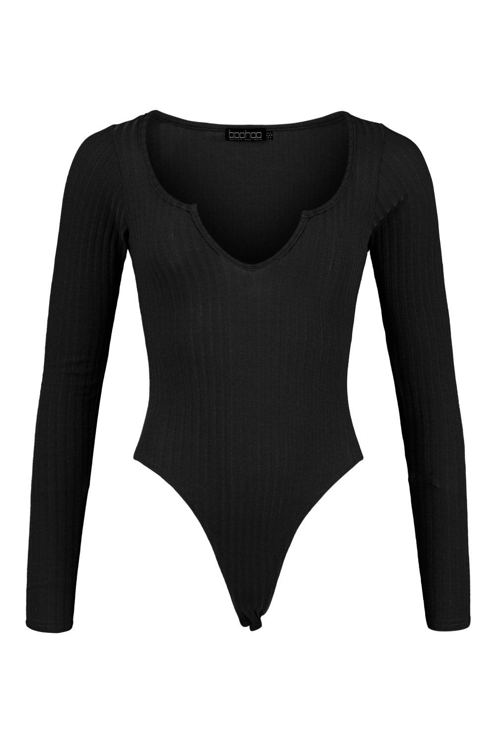 Extreme Scoop Notch Knitted Rib Bodysuit | boohoo USA
