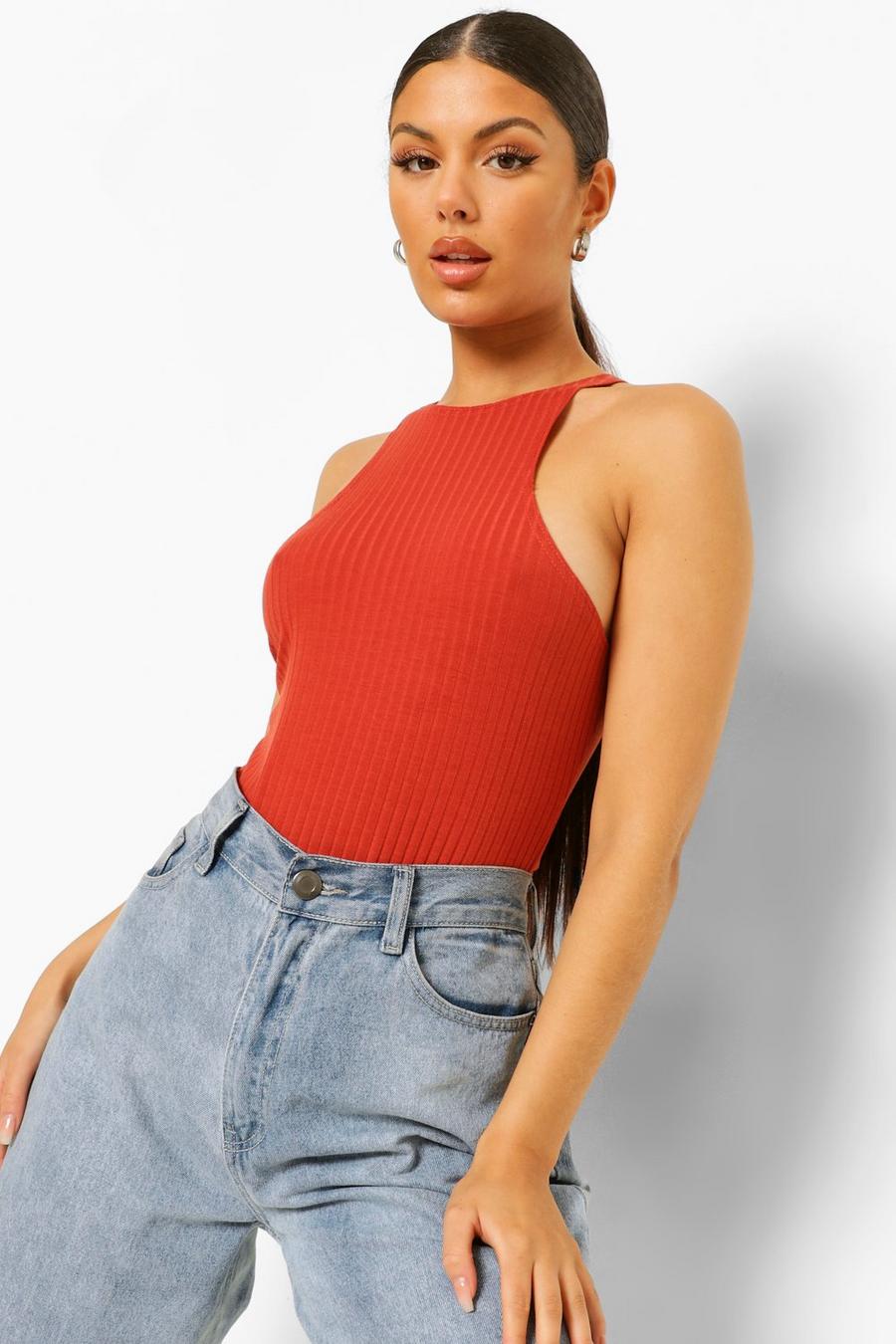 Rust Racer Front Knitted Rib Bodysuit image number 1