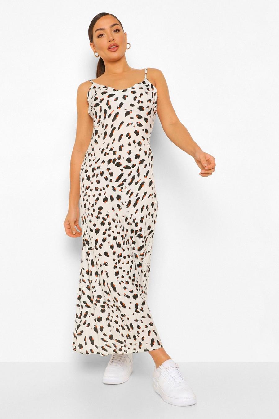 White Abstract Spot Cami Midi Dress image number 1