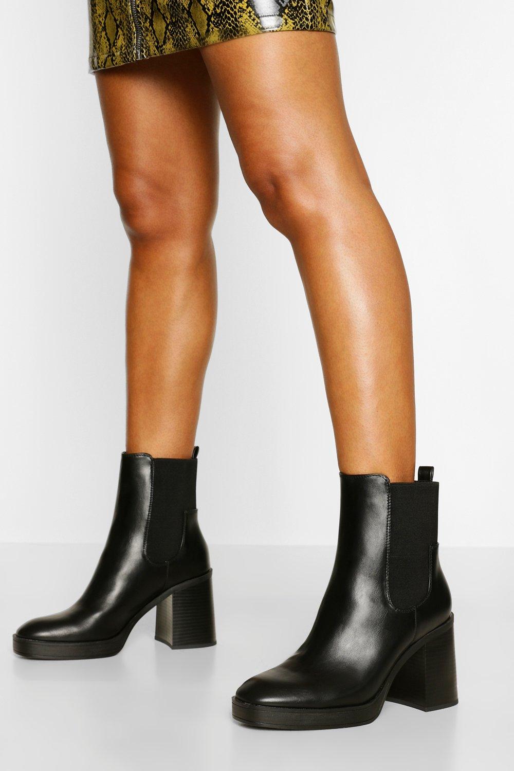 boohoo chunky heel chelsea boot