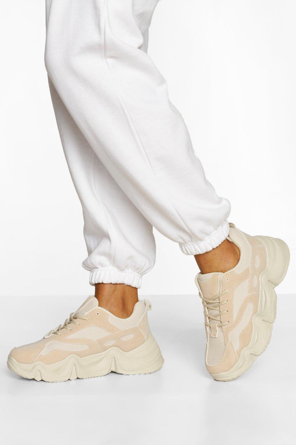 beige chunky sneakers womens