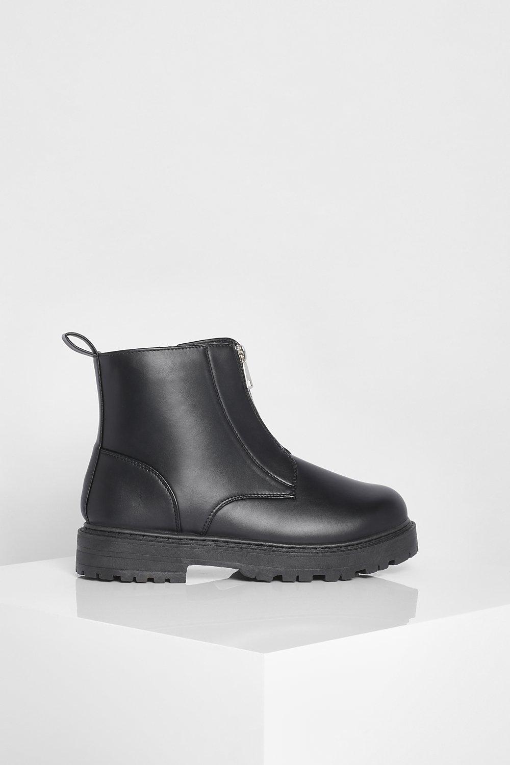 Zip front hot sale biker boots