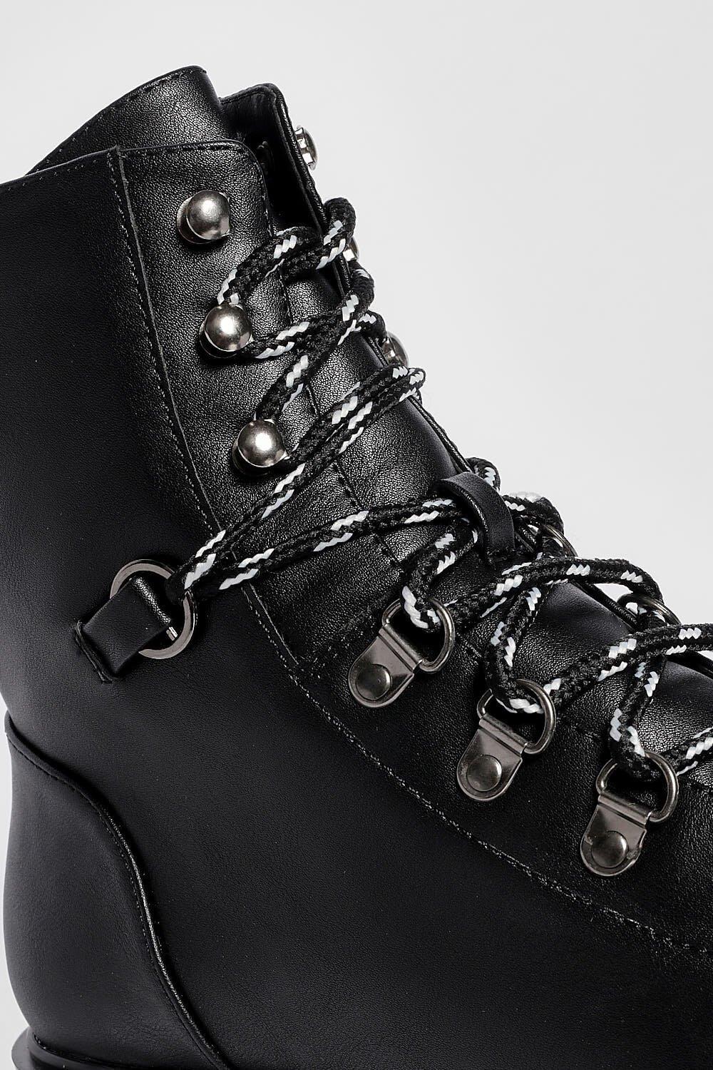Chunky Sole Eyelet Detail Lace Up Combat Boots