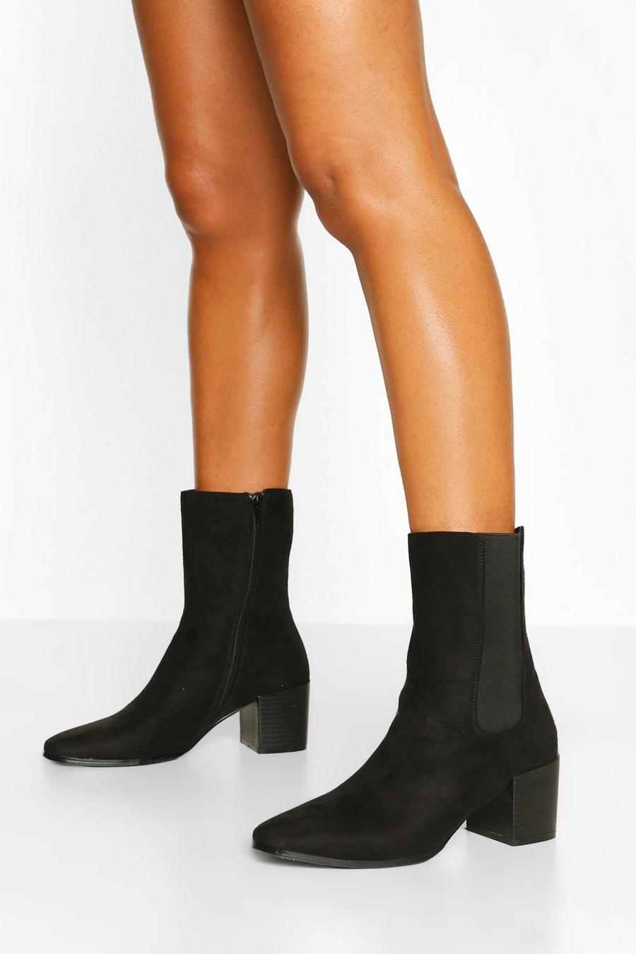 Chelsea boots hauteur genoux à talons carrés, Noir image number 1
