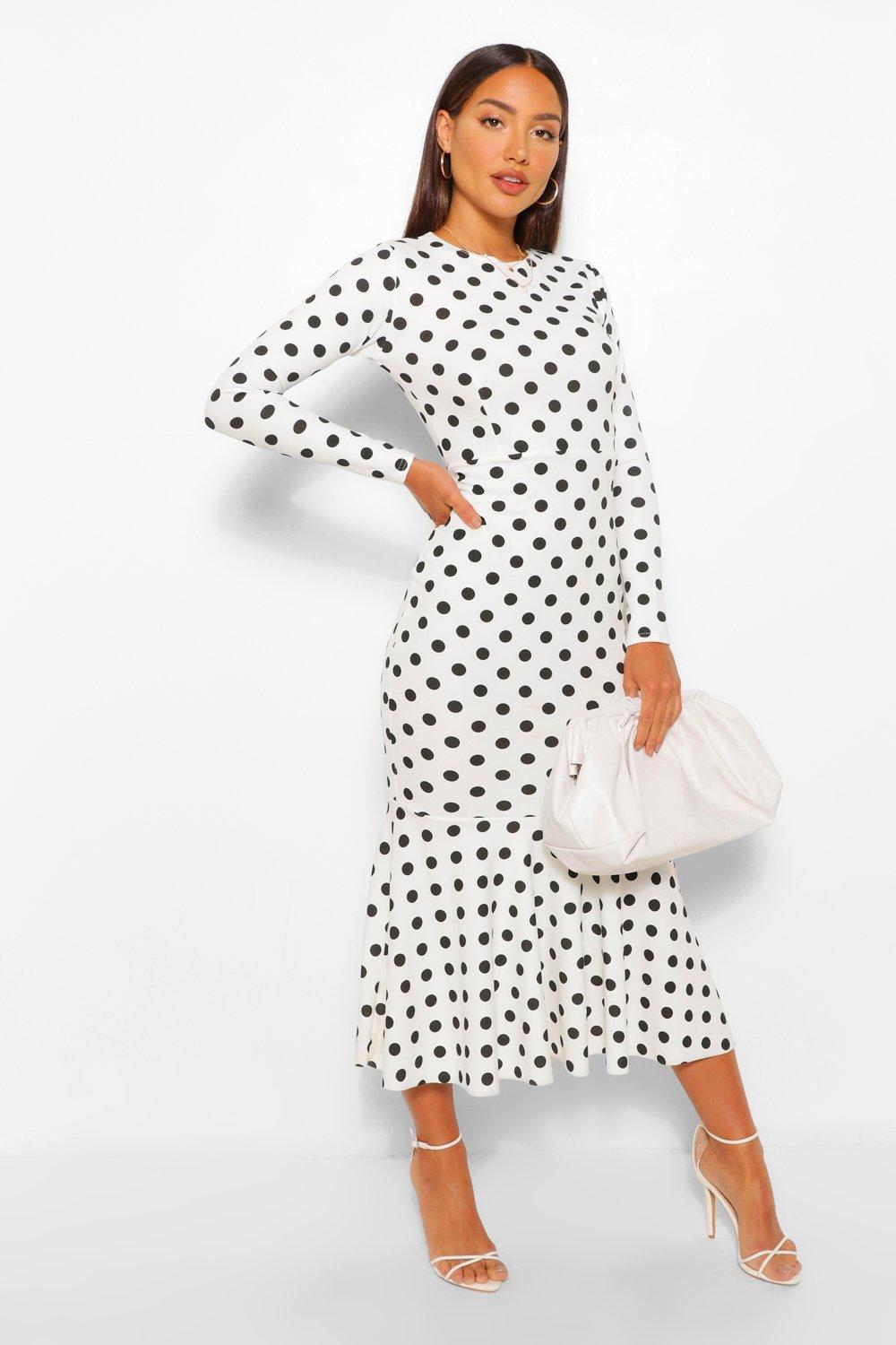 Polka dot fishtail store dress