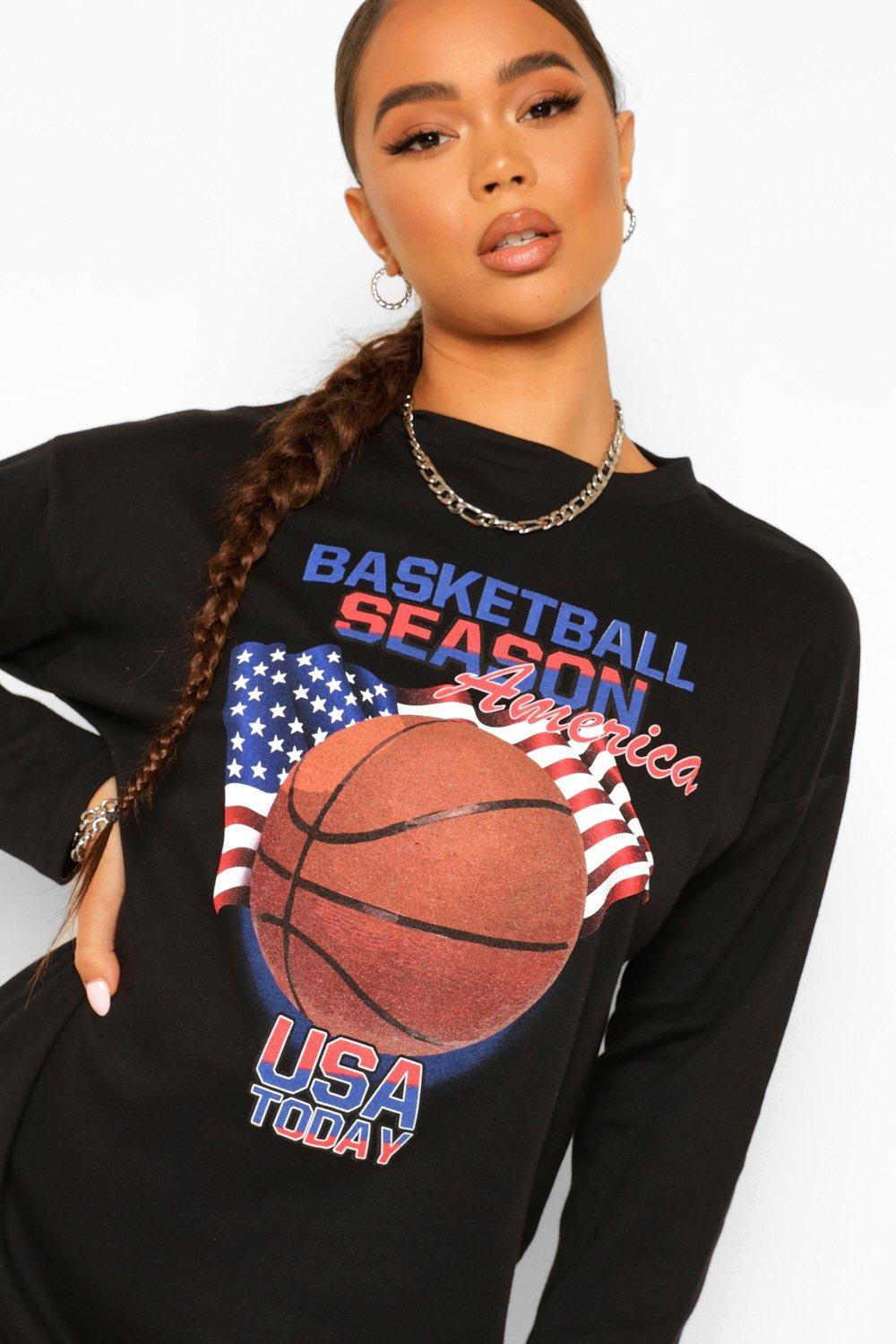 Long Sleeve Basket Ball T Shirt Dress