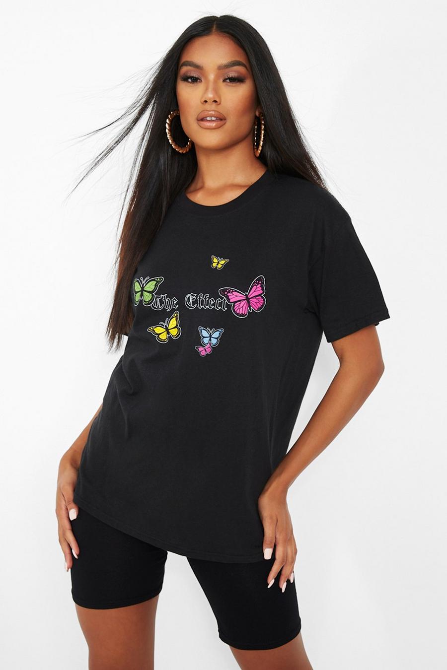 T-shirt met vlinderprint en 'het effect' image number 1