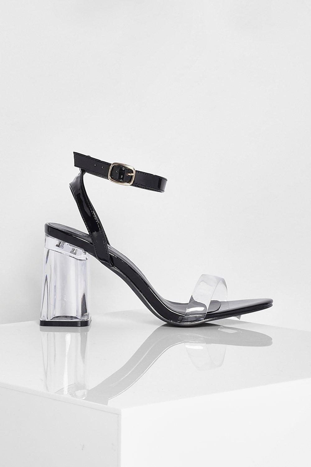 boohoo clear block heels