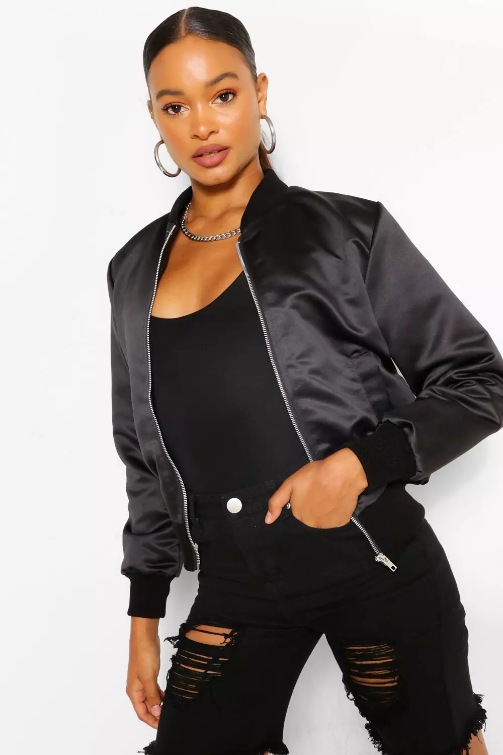 Black satin jacket mens sale