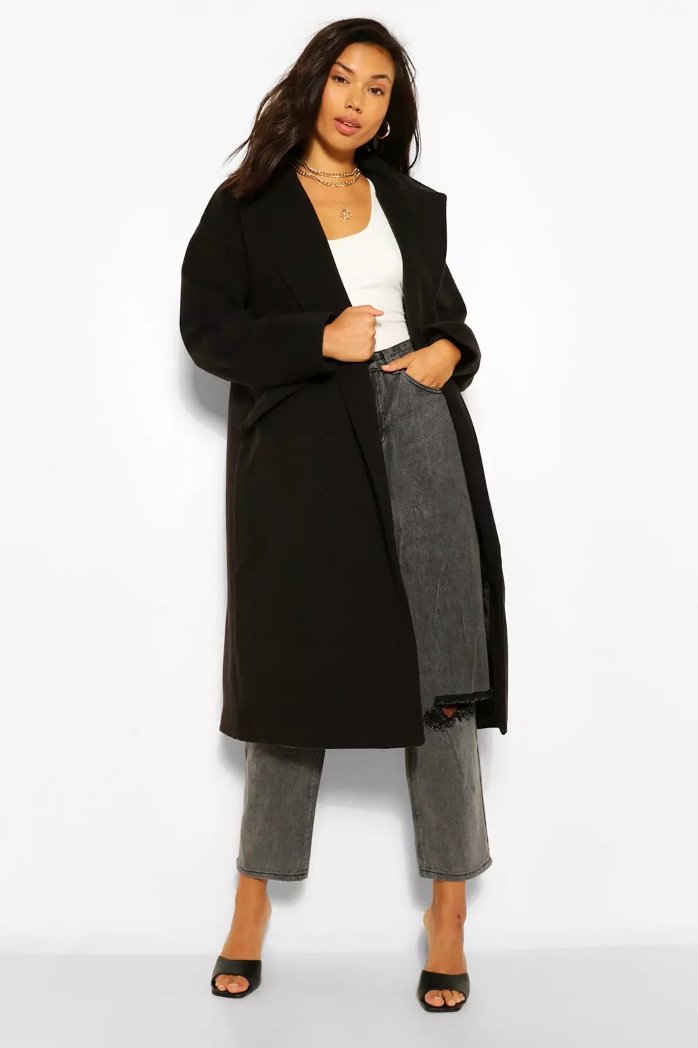 Black wool sales boyfriend coat