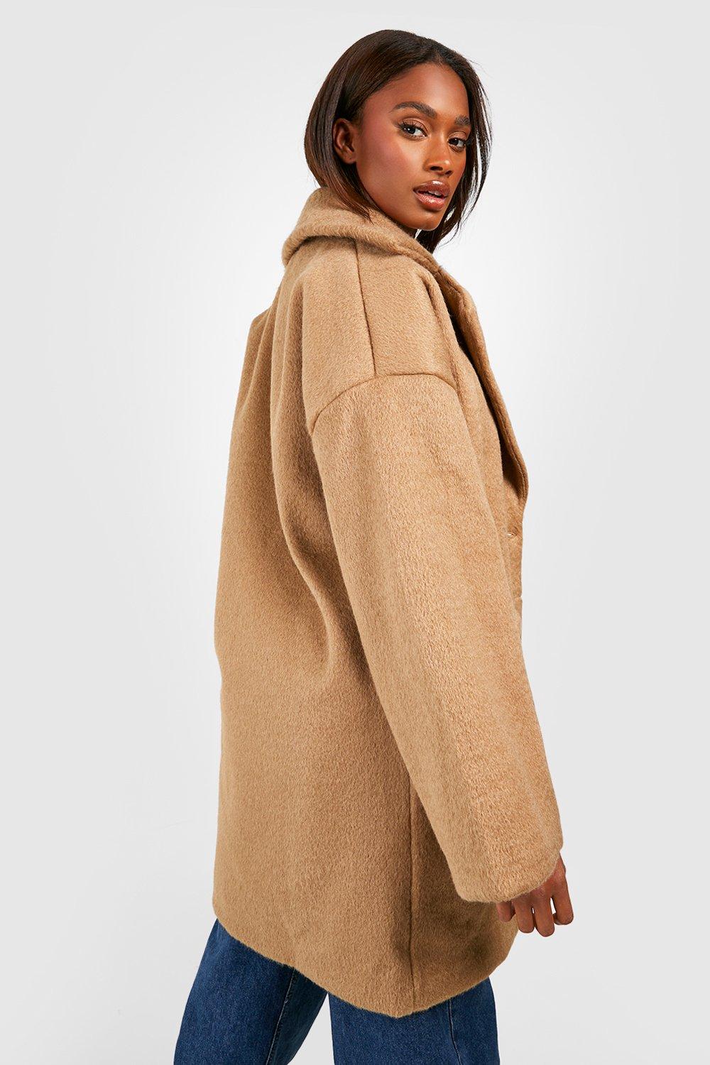 Boohoo wool look 2025 coat in camel