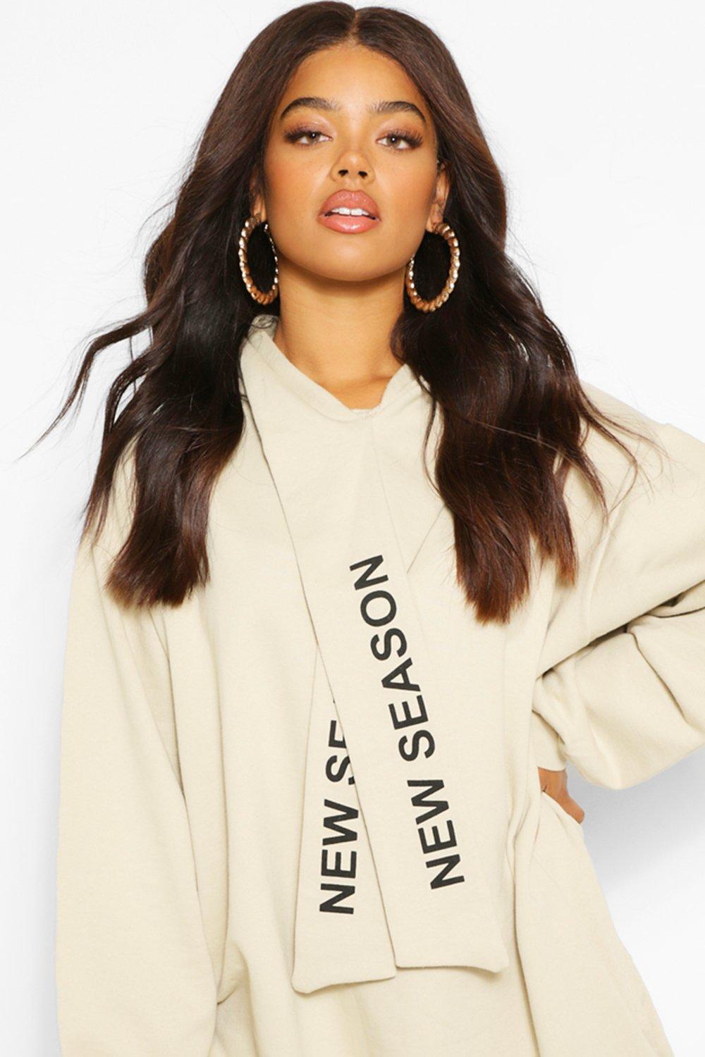 Hooded Slogan Tape Sweatshirt Dress | boohoo NO
