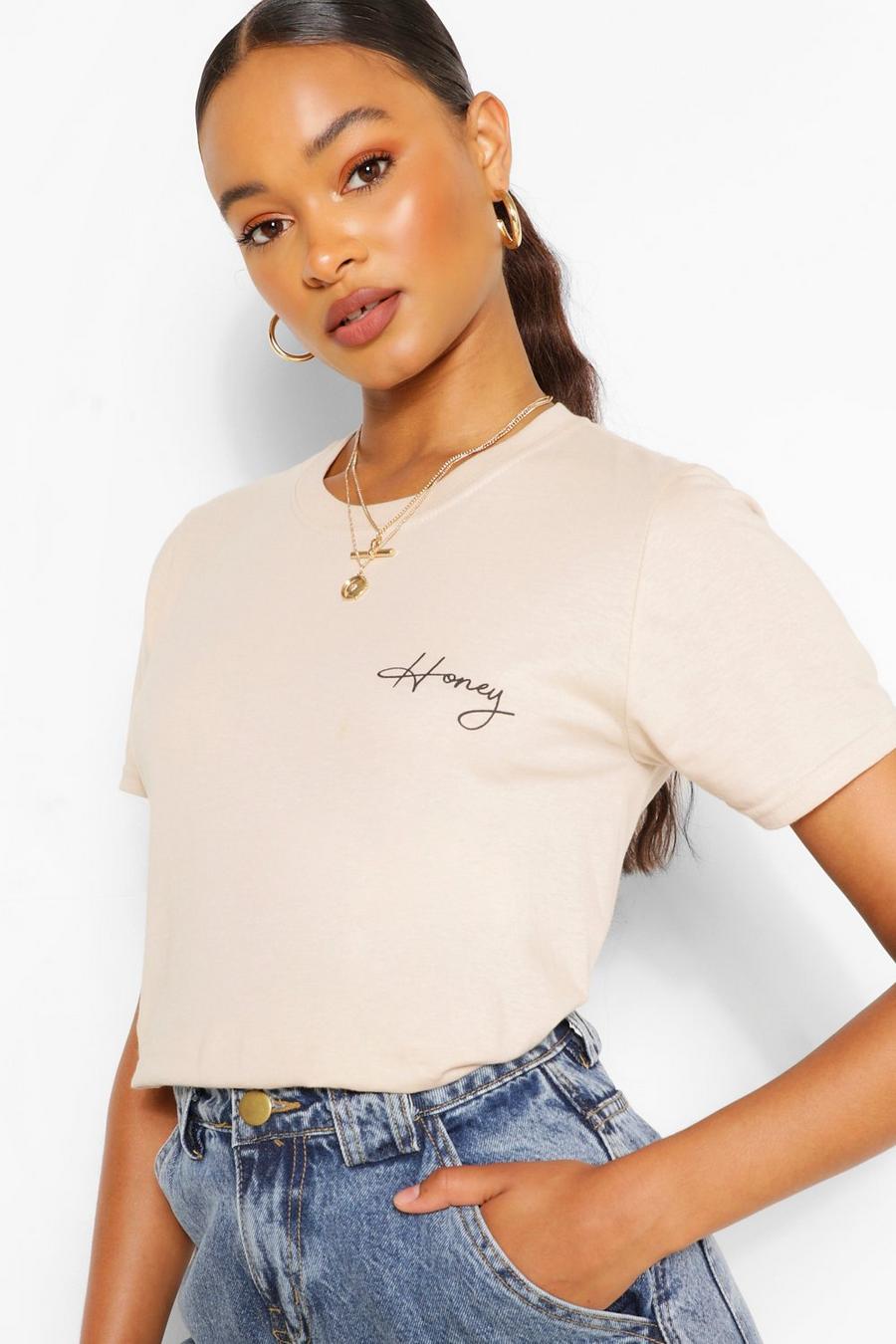 T-Shirt mit „Honey“-Print auf der Tasche image number 1