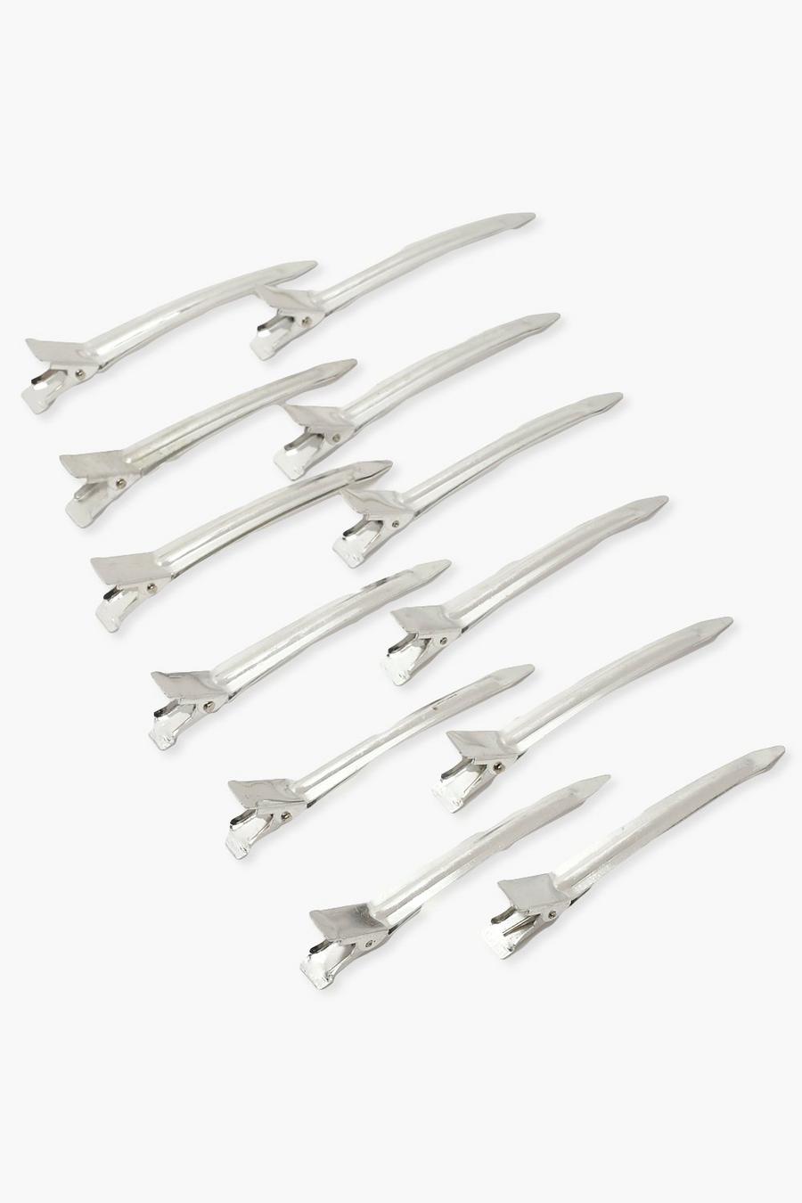 Silver 12 Pack Section Pin Curl Clips image number 1