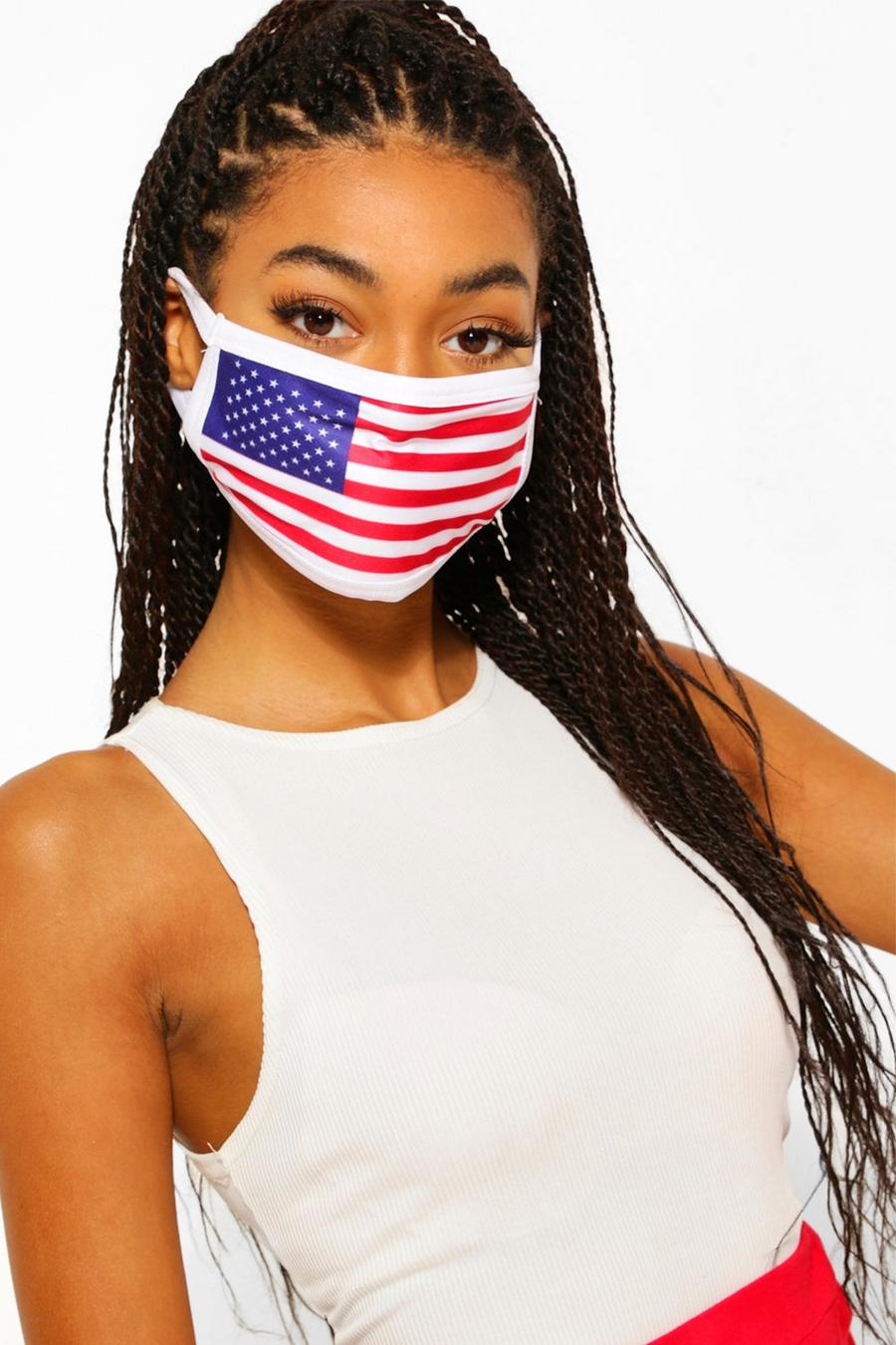 Fashion-Gesichtsmaske mit US-Flagge, Mehrfarbig image number 1