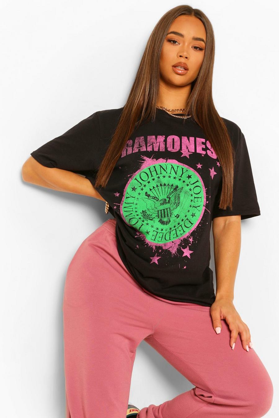 Black noir Ramones Licenced T-Shirt image number 1