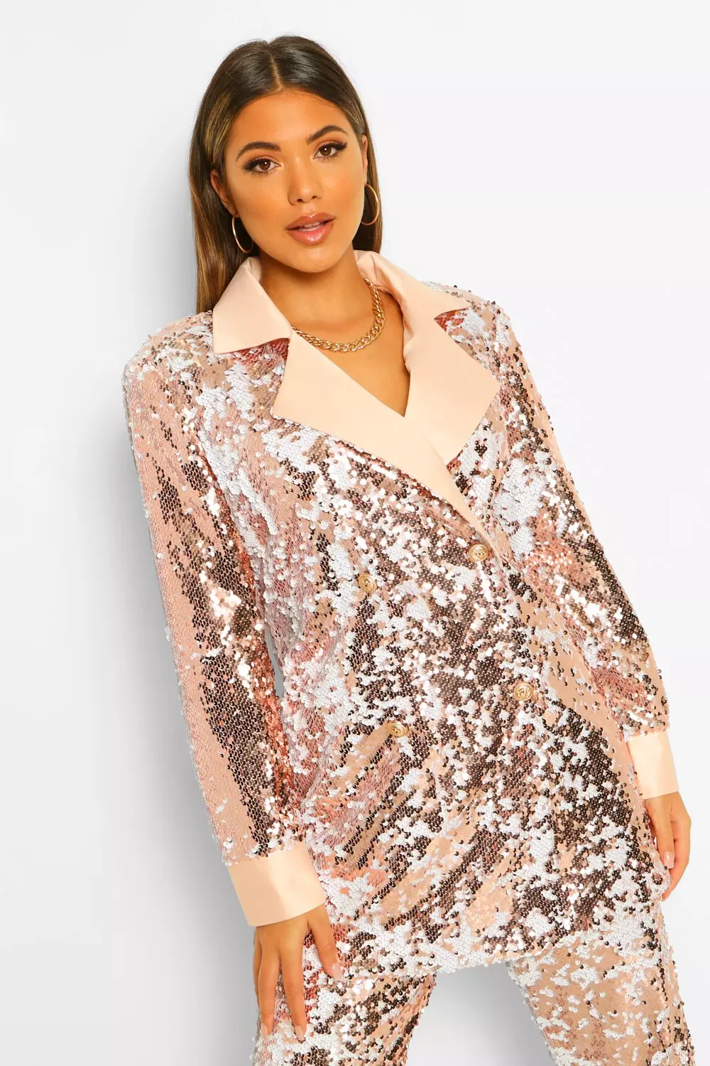 Longline clearance sequin blazer