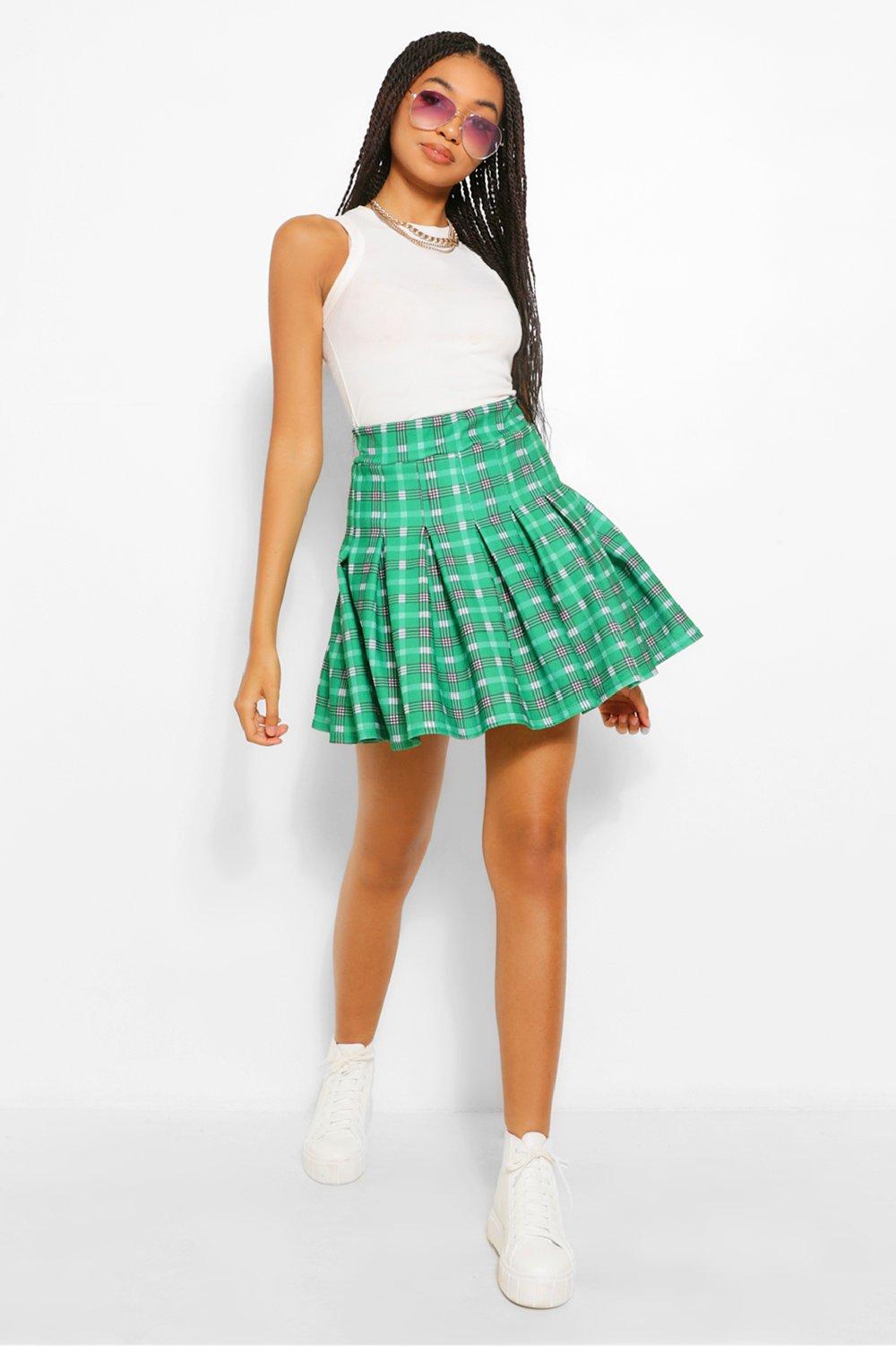 Checked Pleated Tennis Skirt boohoo NZ